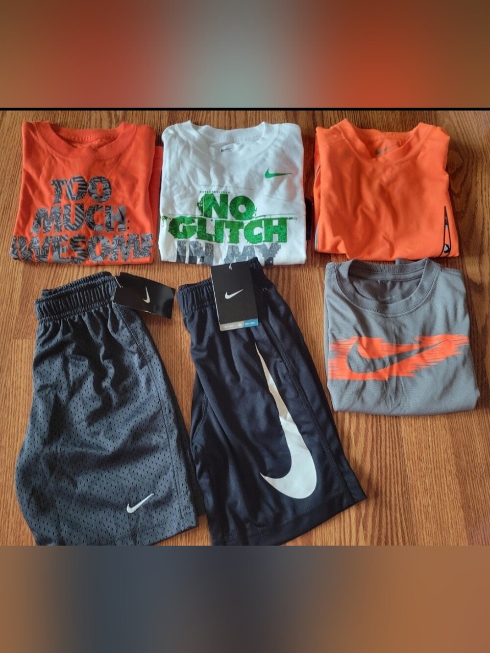Boys 4 Nike Shirt Shorts Lot Grey Black